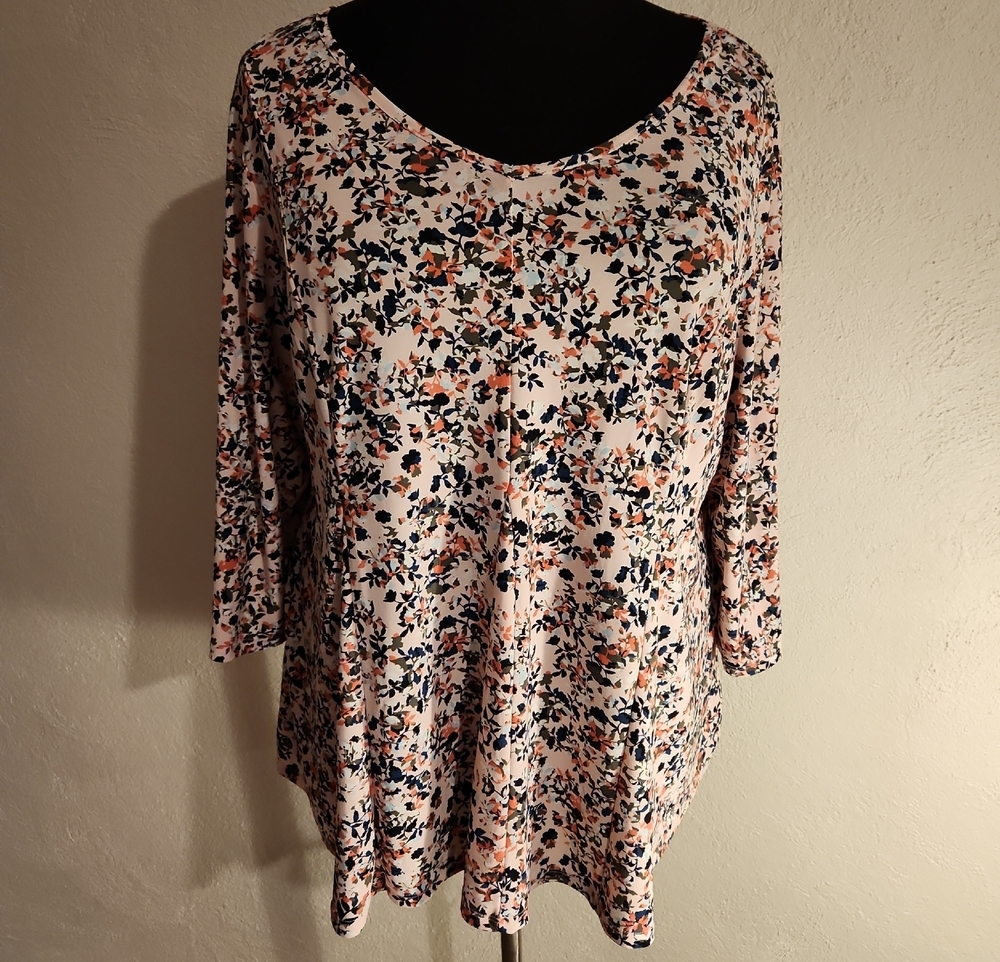 Roz & Ali Women's Tunic Top Floral Light Pink 3X